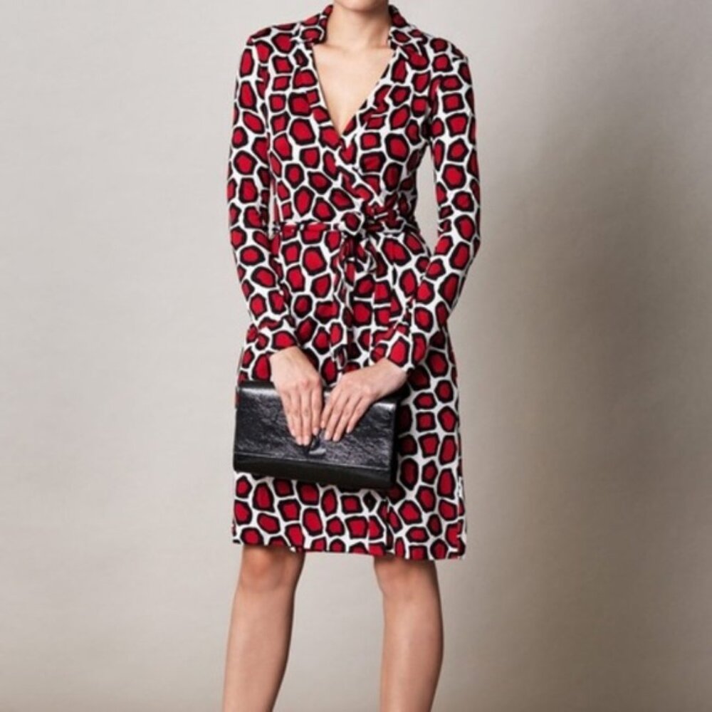 Diane von Furstenberg (DVF) New Jeane Two Red Leopard Wrap Dress - Excellent!